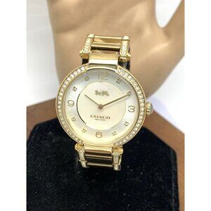 Coach Women's Watch 14503832 Cary Quartz Gold Tone Stainless Steel Gemmed 34mm